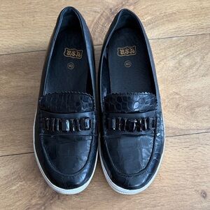 Ash Black Crocodile Pattern Loafer style sneakers. Size 40